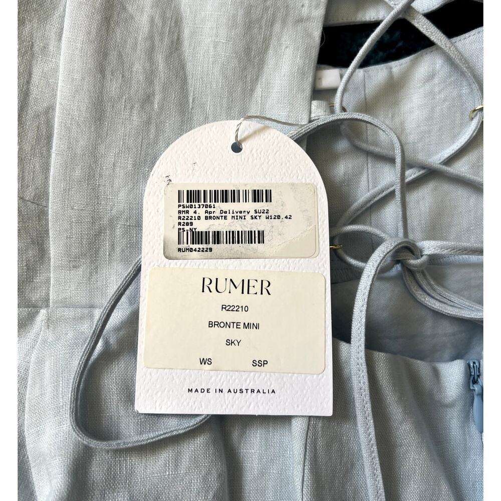 NWT Rumer Bronte Mini Dress Sky Blue Linen Size Small Womens - Picture 7 of 10